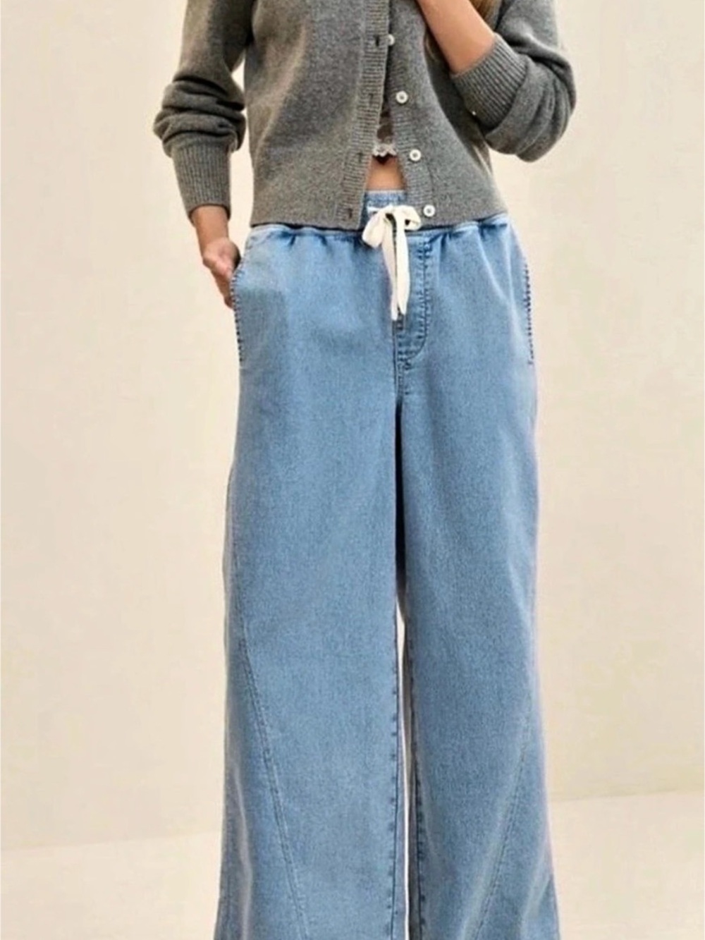 aerie Wide Leg Jeans in Blue Size XL